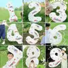 Balões de Folha de Alumínio Brancos com Número Impresso para Aniversário, Versão Americana de 32 polegadas, para Crianças e Bebês, Decoração de Primeiro Aniversário, Adereços para Fotos ao Ar Livre