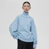 Suéter de Punto con Cuello Alto y Media Cremallera Transfronterizo para Mujer Estilo Perezoso Holgado Nuevo Otoño e Invierno 2025 Top de Punto