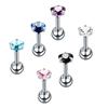 Aretes de Acero Inoxidable con Zirconia en Forma de Corazón Perforación Zirconia de Color Mixto Aretes Pequeños Uña para Hueso de la Oreja Joyería para Perforación Corporal