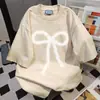 Camiseta Divertida Estilo Coreano com Estampa de Laços Manga Curta 2026 Novo Estilo de Verão Top Oversize Estilo Preguiçoso