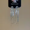 Pendientes de Borla de Zirconio Metálico de Aguja Plateada Pendientes de Estilo de Nicho Transfronterizo Europeo y Americano Pendientes Ligeros de Lujo de Gama Alta para Mujer