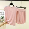 Conjunto casual de dos piezas para mujer de verano, holgado, talla grande, con camiseta sin mangas y cuello en U y shorts con volantes