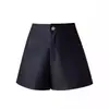 Shorts de Cuero para Mujer Petite, Nuevo Estilo Otoño/Invierno 2024, Pantalones Anchos Negros Estilo Americano, Pantalones de Moda de Tiro Alto Línea A para Botas