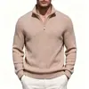 Nuevas Camisetas de Manga Corta y Manga Larga para Hombre de Primavera y Otoño Europeas y Americanas 2026, Sudadera de Cuello Alto a Rayas con Media Cremallera