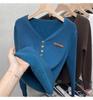 Otoño e Invierno engrosado de una pieza de terciopelo con cuello en V forro polar suéter popular para mujer tejido camisa base ropa interior top ajustado adelgazante