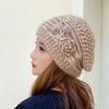 Chapéu Feminino de Tricô Outono e Inverno Transfronteiriço Estilo Coreano Combina com Tudo Chapéu Listrado Padrão com Fones de Ouvido Forrado com Lã Quente à Prova de Vento