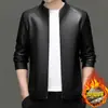 Novo Produto 2025 Jaqueta de Couro Masculina Primavera e Outono Jaqueta Masculina Gola Alta Solta Casual Jaqueta de Couro Jaqueta Masculina Tendência