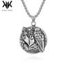 Collar de acero de titanio con diseño de cuervo vikingo nórdico retro de Amazon, con personalidad artística fría y colgante de acero inoxidable.