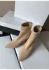 Botines de mujer de tacón alto y punta fina, nueva colección otoño/invierno 2025, tacón fino, gamuza, botines cortos con forro de felpa, elásticos, botas ajustadas para mujeres menudas