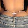 Personalizado na moda strass cruz calcinha europeia e americana moda feminina boate festa tanga cadeia do corpo