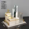 Juego de cinco piezas para baño, juego de lavabo de mármol jade blanco, bandeja de baño, juego de cepillo de dientes y vaso para lavar y enjuagar