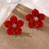 EZ5510 novos brincos de flor brincos europeus e americanos brincos de flor de liga de tinta spray para meninas joias de Yiwu atacado