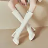 Primer Encuentro Ji Botas Elásticas de Tacón Alto Adelgazantes Impermeables Plataforma Botas Largas Mujer Punta Cuadrada Tacón Grueso Suela Gruesa Hasta la Rodilla Ajustadas Botas Largas