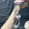 Nueva Cadena para Teléfono Móvil de Cuentas que Cambian de Color Cadena de Cristal con Mariposa Luminosa 3D Coreana Cadena Original Hecha a Mano para Teléfono Móvil