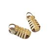 Sandalias Romanas Tejidas Huecas Cubre-dedos para Niñas 2025 Verano Nuevo Estilo Coreano Suela Suave para Niña con Falda Zapatos de Playa