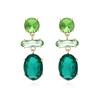 Moda europeia e americana estilo de luxo leve multi-camada costura geométrica vidro colorido brincos de diamante temperamento elegante brincos de cristal artificial