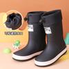 Botas de lluvia para padres e hijos japonesas y coreanas botas de lluvia para niños niños hombres niños medianos y grandes estudiantes moda antideslizantes engrosadas forradas de felpa zapatos de agua mujeres