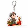 Llavero acrílico cultural y creativo rojo para la festividad del 1 de agosto, colgante de figura militar de dibujos animados, regalo souvenir para mochila