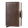 Cartera con tarjetero automático emergente de metal PU con patrón de fibra de carbono integrado, billetera plegable de aleación de aluminio, productos genuinos para hombre, anti-magnética