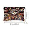 Bolsa de Maquillaje Vintage para Gatos de Venta Caliente Transfronteriza Lona con Cremallera Gran Capacidad Estuche para Lápices Almacenamiento de Cosméticos Bolsa Lavable a Mano