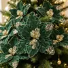 Decoraciones florales navideñas, decoraciones artificiales para árboles de Navidad, decoraciones navideñas, adornos de flores artificiales para bodas y hoteles