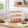 Caja de almacenamiento de huevos para conservar la frescura, puerta lateral del refrigerador de la cocina, organización del hogar, rejilla y bandeja de huevos reversible creativa de gran capacidad