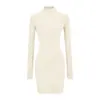 Falda de tiro alto ajustada de cuello medio para mujer 2025 Otoño e Invierno Nuevo Estilo Europeo y Americano Vestido Base Adelgazante