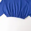 Ins ropa de mujer estilo europeo y americano transfronteriza venta al por mayor otoño nuevo suéter de punto casual abullonado de color liso de manga larga 8146008