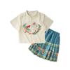 [Regalo] Traje de falda de cara de caballo para niña de familia Doodle verano para niños de dos piezas verano ropa china falda de bebé femenina