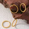 Anillo de acero inoxidable con cuentas redondas, nuevo, transfronterizo, de lujo, chapado en oro real de 18 quilates, joyería al por mayor, venta al por mayor