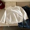 Blusas da Moda para Meninos Outono 2025 Nova Primavera e Outono Cor Sólida Camisa Básica Rasgada Camiseta de Manga Longa Roupas Infantis Largas da Moda