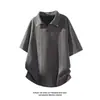 Camiseta Polo de Malha de Manga Curta Cor Sólida Retro Americana para Homens e Mulheres Casais Solta Casual Cleanfit Top Versátil