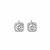 Aretes, collar y anillo de moda cuadrados de circón con pasador de plata, conjunto de joyería de lujo ligero, de alta gama, simple, versátil, exquisito