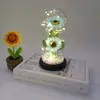 Nova Luminária de Noite Girassol Abajur de Acrílico Ornamento Presente de Data Girassol Flor Imortal Cobertura de Vidro Atacado