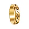 Anel Fosco Popular Transfronteiriço Banhado a Ouro 18K em Aço Titânio para Mulheres, Anel Rotativo da Moda e Personalizado Anti-Ansiedade e Descompressão