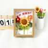 Regalo del Día del Maestro Creativo Souvenir de Alta Gama Adornos de Marco de Fotos con Ramo de Girasol Tejido a Mano con Lana