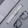 Adequado para Apple Watch S11/S10/S9 Pulseira de Aço de Cinco Contas Pulseira de Relógio de Negócios de Aço Inoxidável