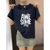 Camiseta de Manga Corta con Hombros Rectos y Cuello Redondo Estilo Coreano para Mujer, Top Base Versátil de Moda Casual Adelgazante 2026 Primavera Verano Otoño