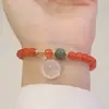 Pulsera de ágata roja natural con calcedonia Jade anillo único pulsera estilo nacional pulsera de cristal para mujer fábrica generación envío