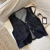 Chaleco de Mezclilla Estilo Coreano para Mujer para el Otoño/Viaje Diario, Aspecto en Capas con Corte Relajado, Cuello en V con Costuras Visibles, Estilo Vintage