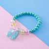 Pulsera infantil con bonito lazo de colores y perlas de imitación, colgante de resina, venta al por mayor