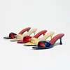 Sandalias de tacón alto para mujer con tira ancha, punta fina elegante, cómodas pantuflas de tacón kitten, adecuadas para todas las estaciones y fiestas