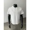 2026 Verão Novo Americano Meio Zíper Ombro Normal Manga Curta Masculino Camiseta Pesada Marca Tendência Cool Rebelde Roupa Esportiva Top