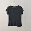 Camiseta de Manga Curta em Lã Tencel Lyocell Feminina Gola Redonda Camisa Básica 2026 Verão Nova Cor Sólida Slim Fit Top