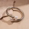Collar Metálico de Imitación Perla Geométrico de Cuello Abierto Transfronterizo de Gama Alta Nicho Simple Elegante Único para Mujer