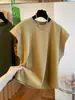 Rebajas ~ Armario Retráctil Marca Grande Estilo Coreano Sentido del Diseño Nicho Manga de Vuelo Camiseta Mujer Holgada Algodón Puro Sin Mangas Top Mujer