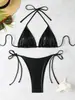 INS Europeu e americano retro sexy hot girl cinta biquíni de três pontos branco foto resort à beira-mar maiô feminino