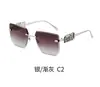 2026 Nuevas Gafas de Sol que Cambian de Color Marco de Pedrería de Alta Gama Sin Marco Borde Cortado con Letra Modernas Gafas de Sol con Sensación de Alta Gama para Mujer Transfronterizo