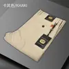 Pantalones de traje casual rectos y fluidos negros de moda para hombre, Pantalones de algodón puro rectos de nueve puntos para negocios casual para hombre
