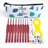 Juego de Ganchillos Amazon Colorido Mango Suave Tpr Ganchillo de Aluminio DIY Lana Ganchillo Barba Bolsa Set